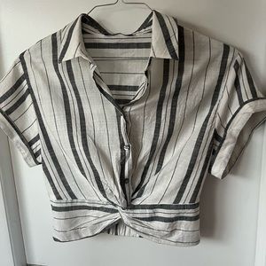 Bershka cotton crop top button up